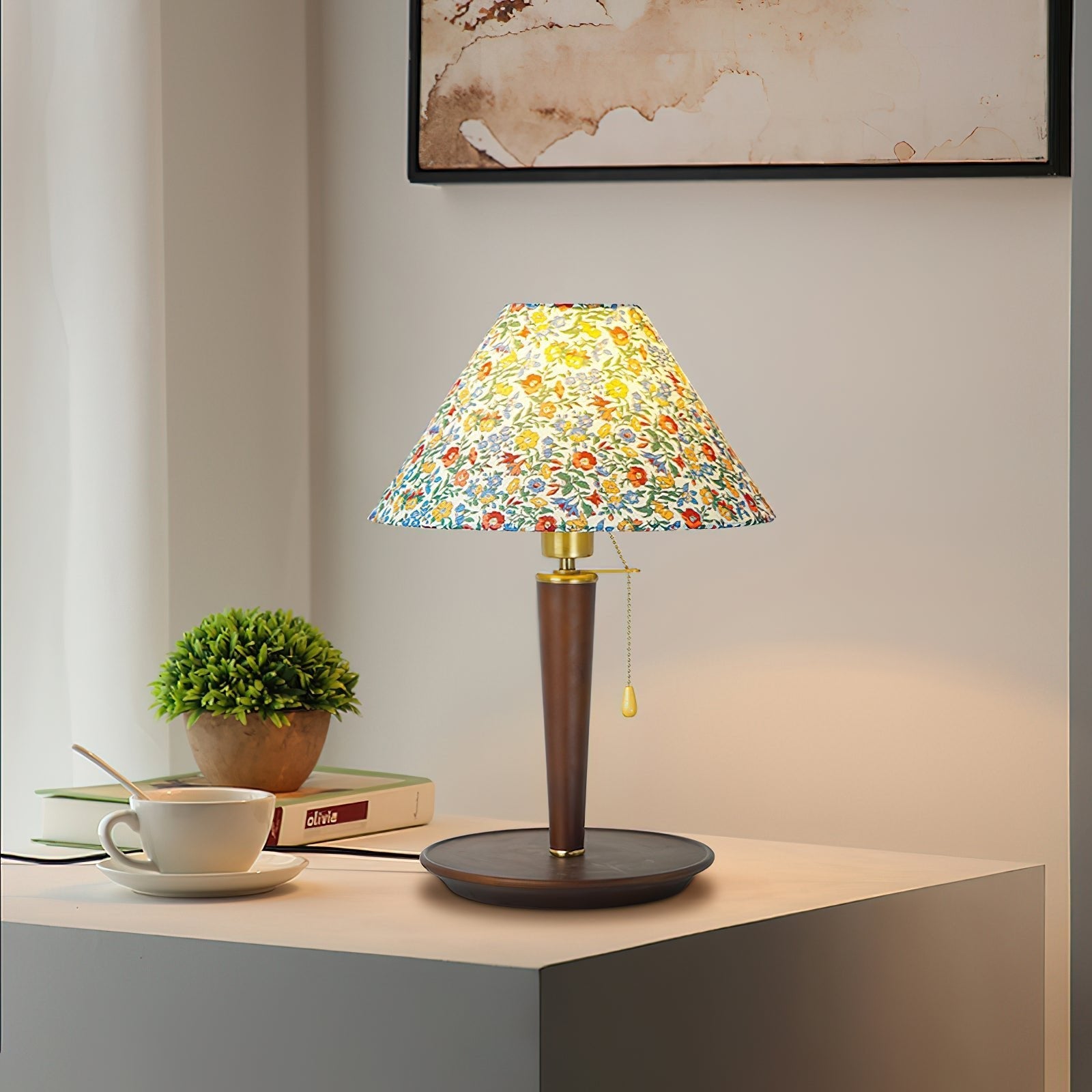 Ber Vintage Wood Table Lamp-Neutral Decor