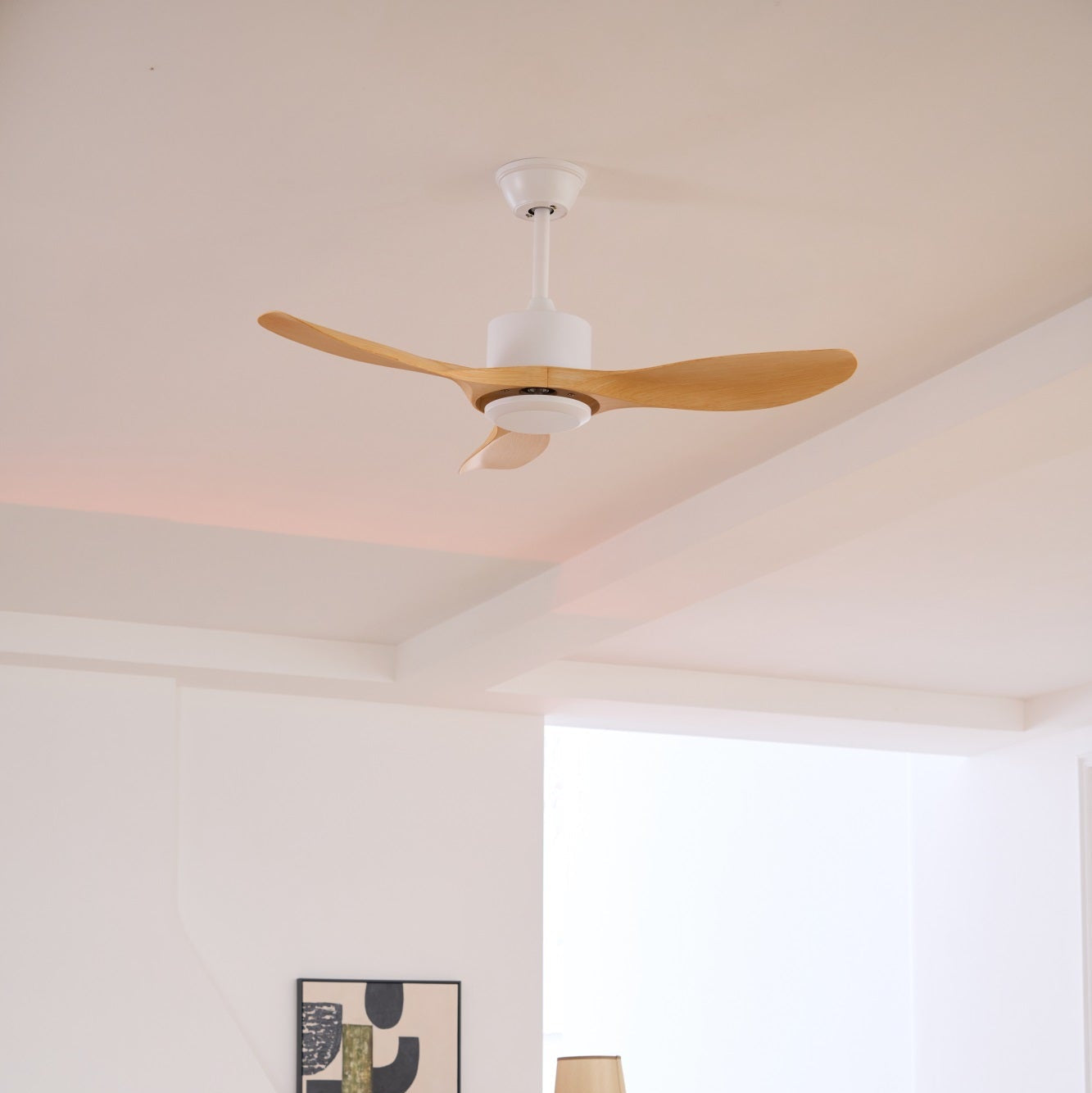 Meren Minimalist Wood Ceiling Fan Light-Neutral Decor