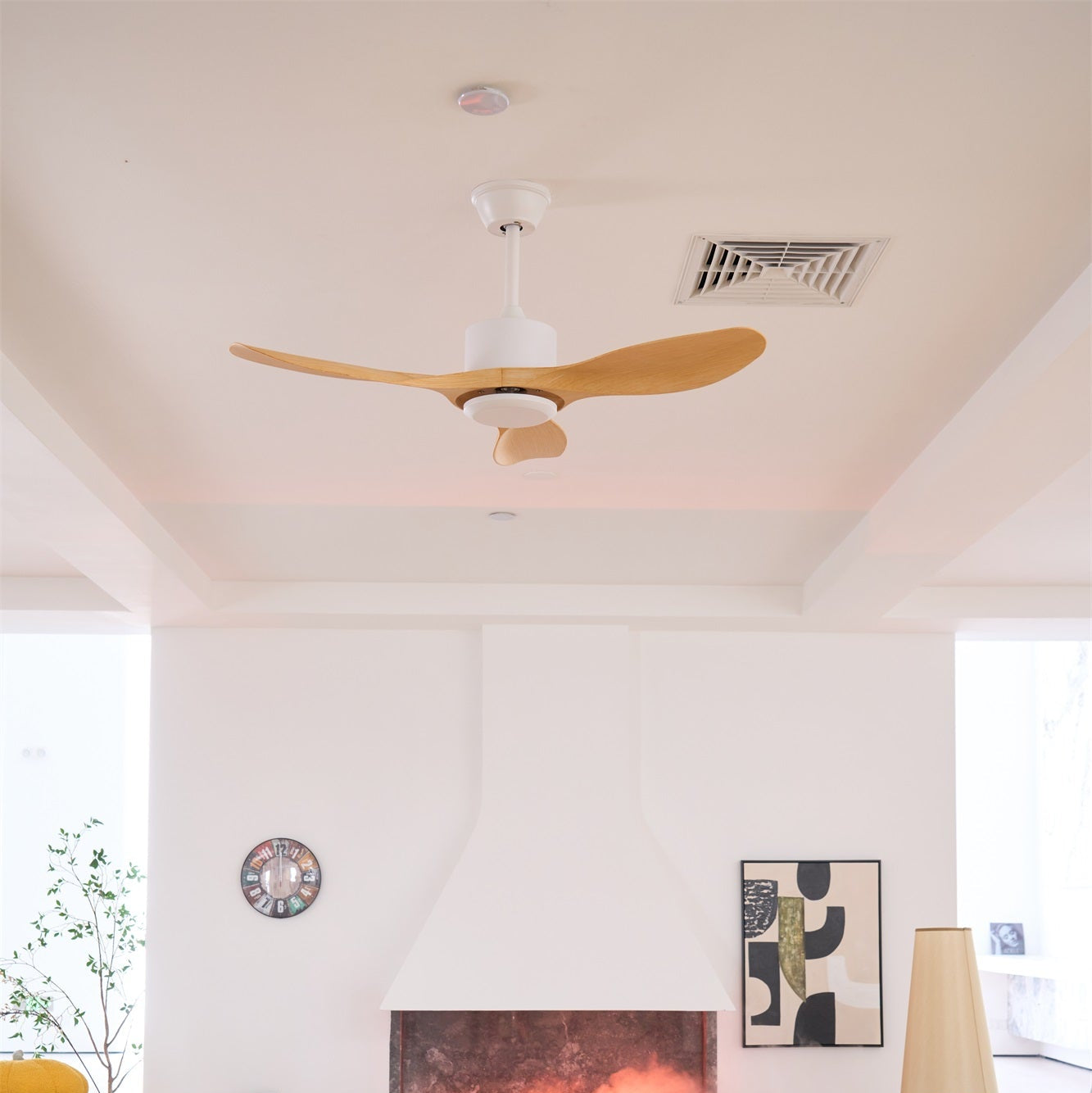 Meren Minimalist Wood Ceiling Fan Light-Neutral Decor