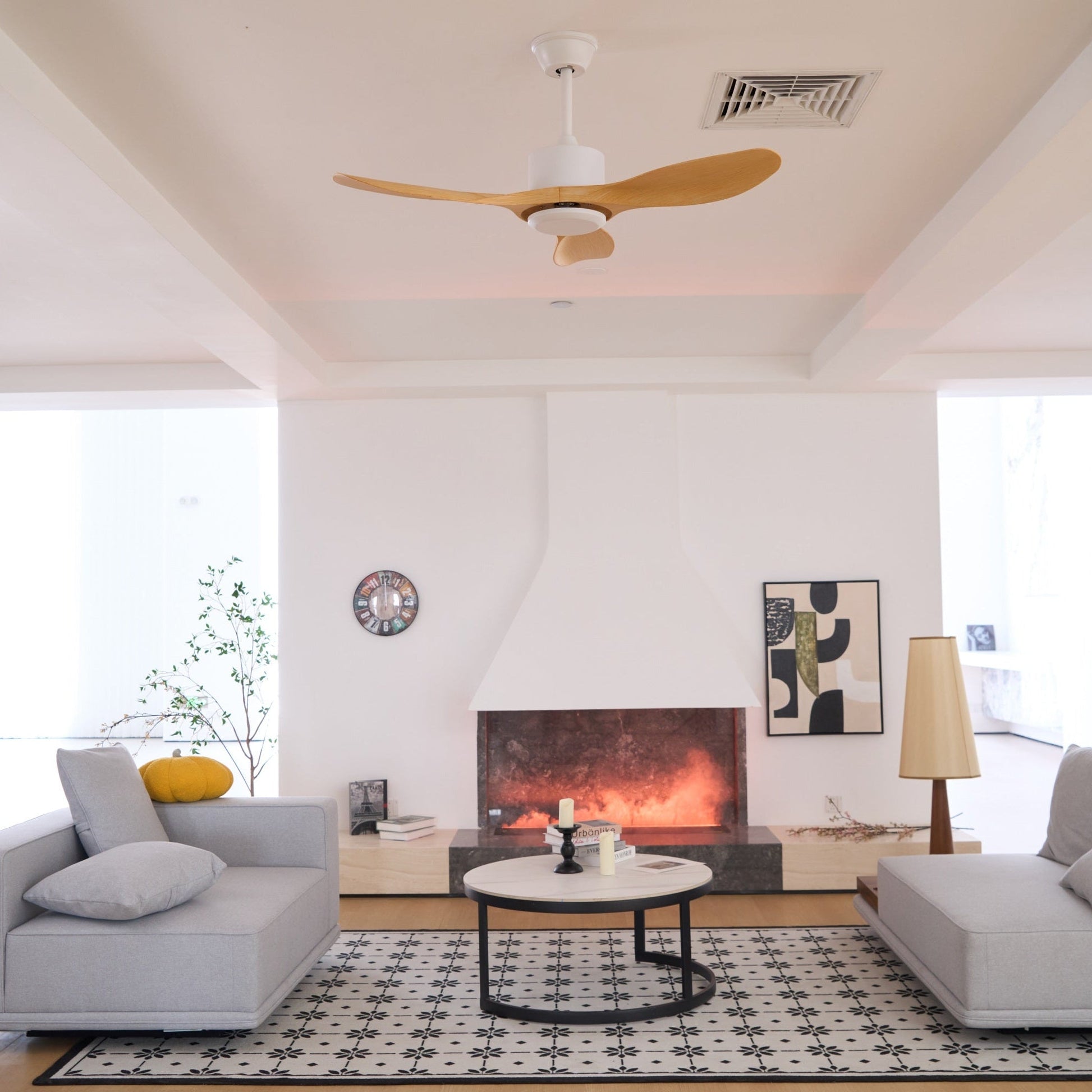 Meren Minimalist Wood Ceiling Fan Light-Neutral Decor