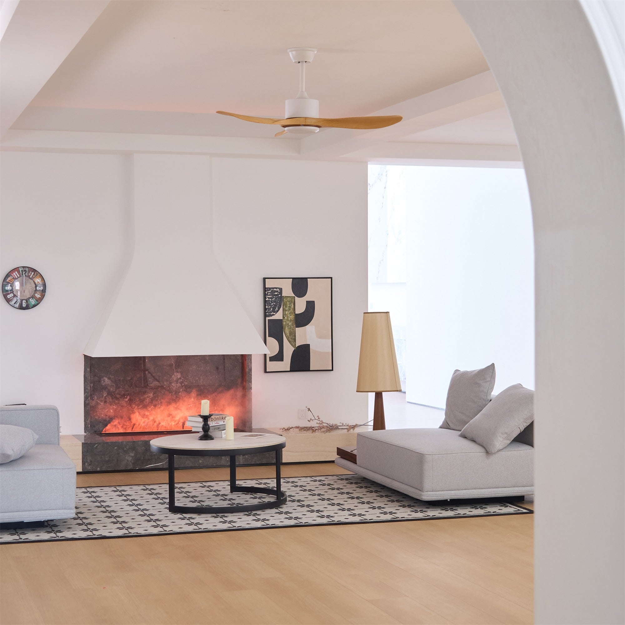 Meren Minimalist Wood Ceiling Fan Light-Neutral Decor