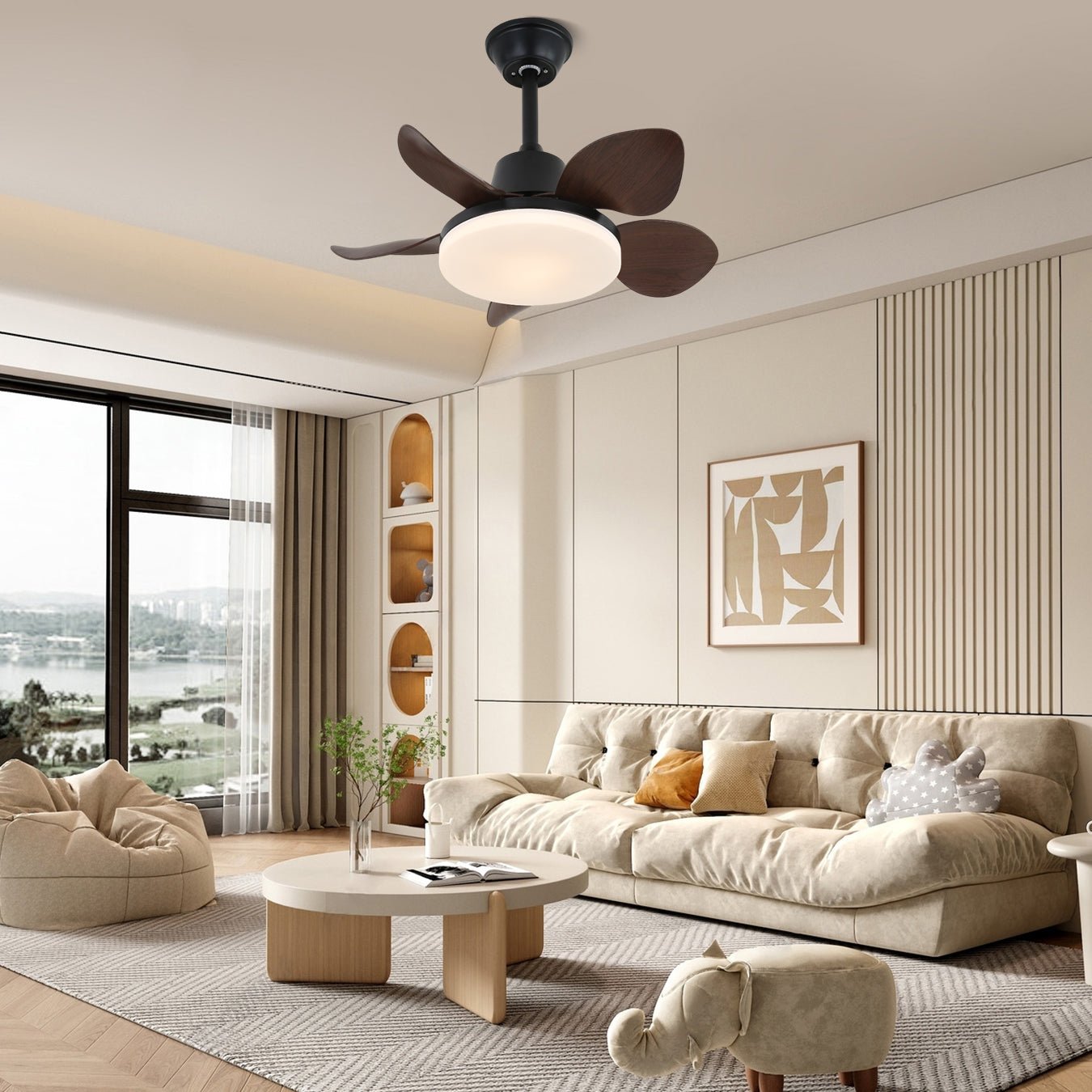 Veyra Modern Wood Ceiling Fan Light-Neutral Decor