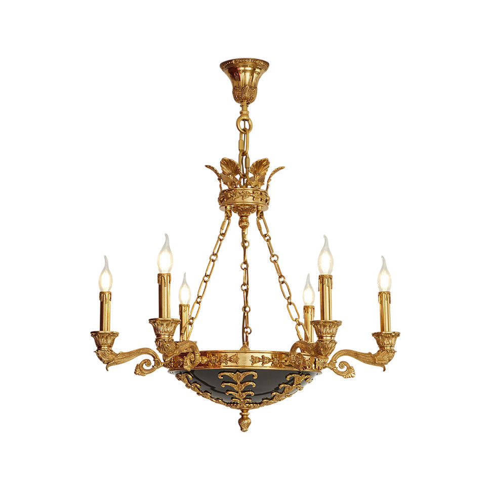 Front view of the Amelie Grand Chandelier in a full brass finish.