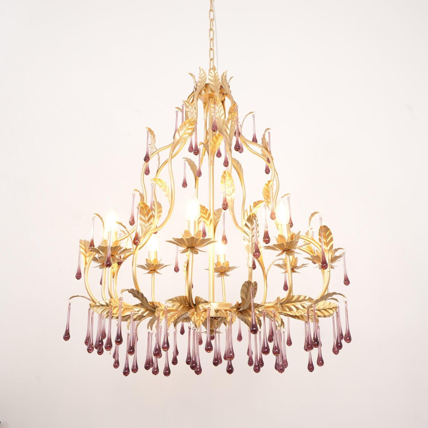 Runa Pendant Lamp Drops Gold Leaves-Neutral Decor