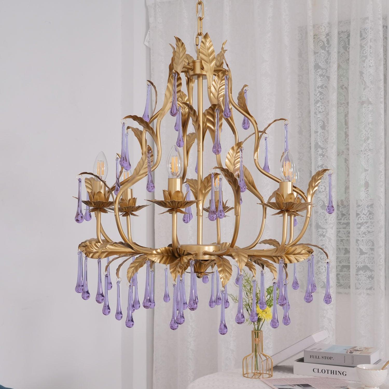 Runa Pendant Lamp Drops Gold Leaves-Neutral Decor