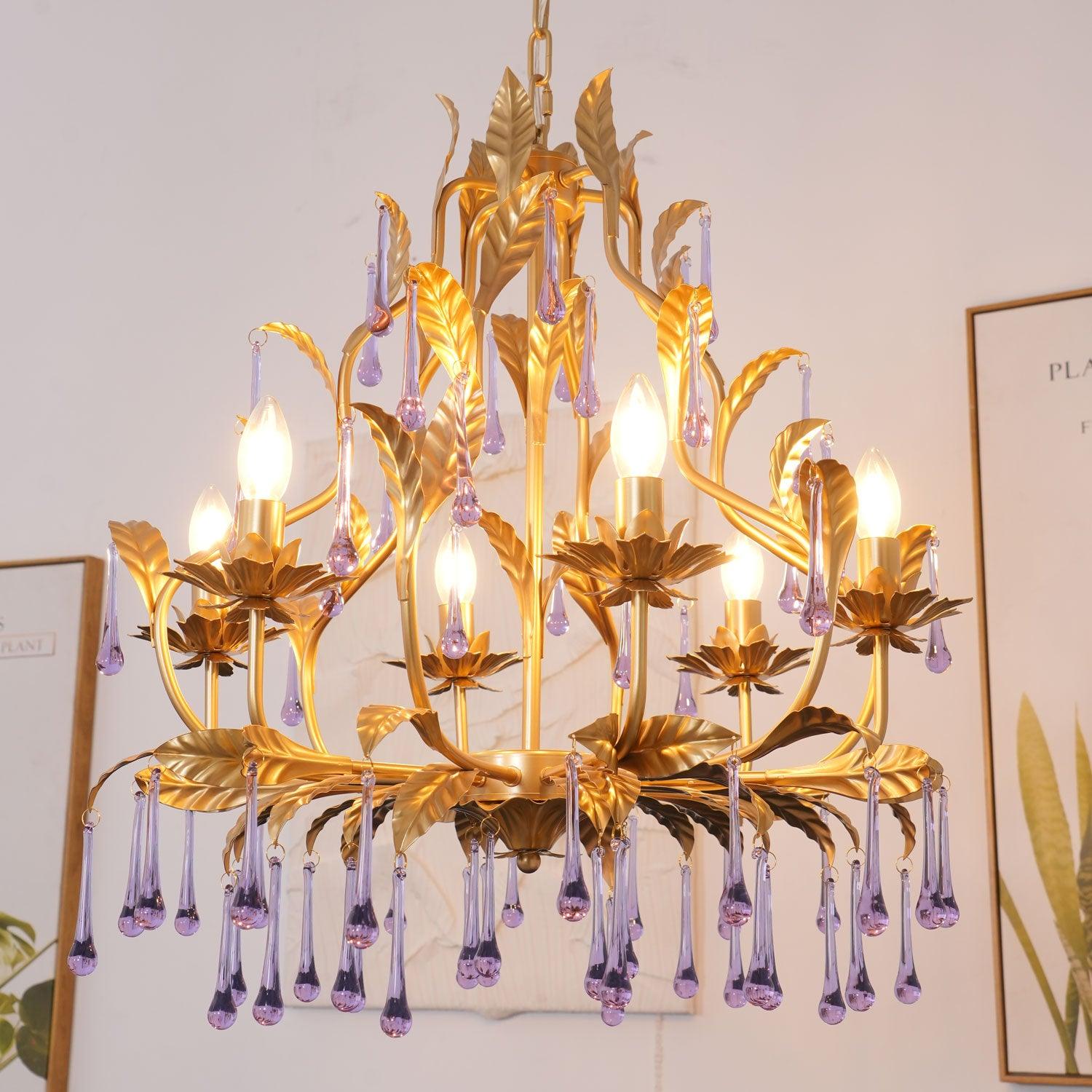 Runa Pendant Lamp Drops Gold Leaves-Neutral Decor