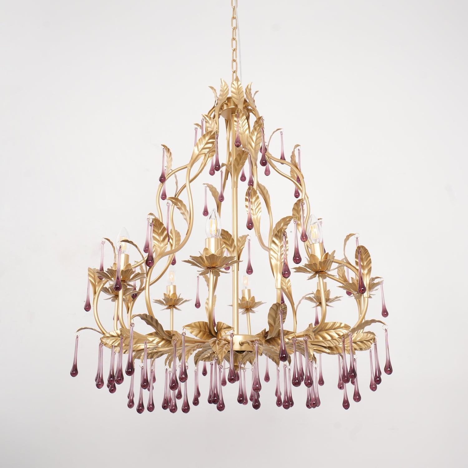 Runa Pendant Lamp Drops Gold Leaves-Neutral Decor