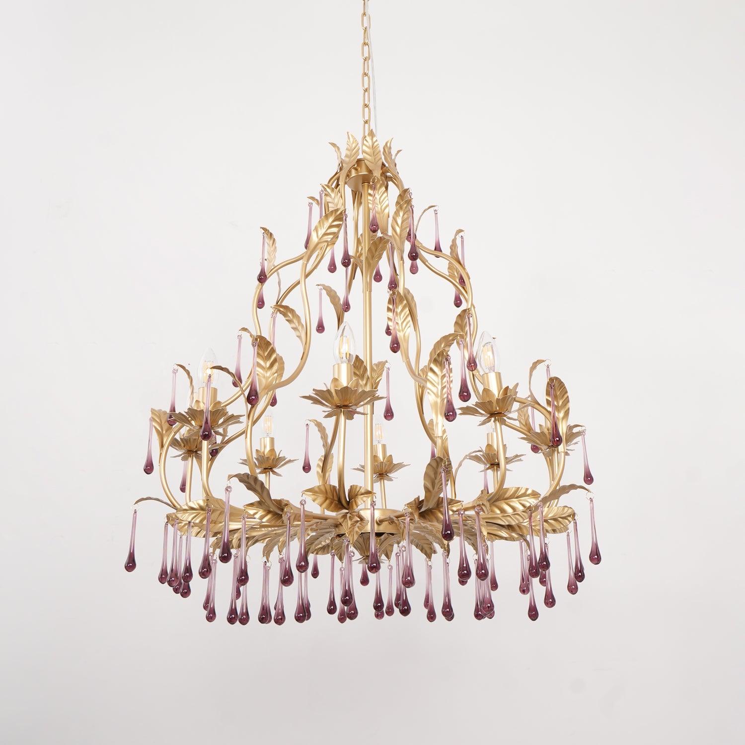 Runa Pendant Lamp Drops Gold Leaves-Neutral Decor