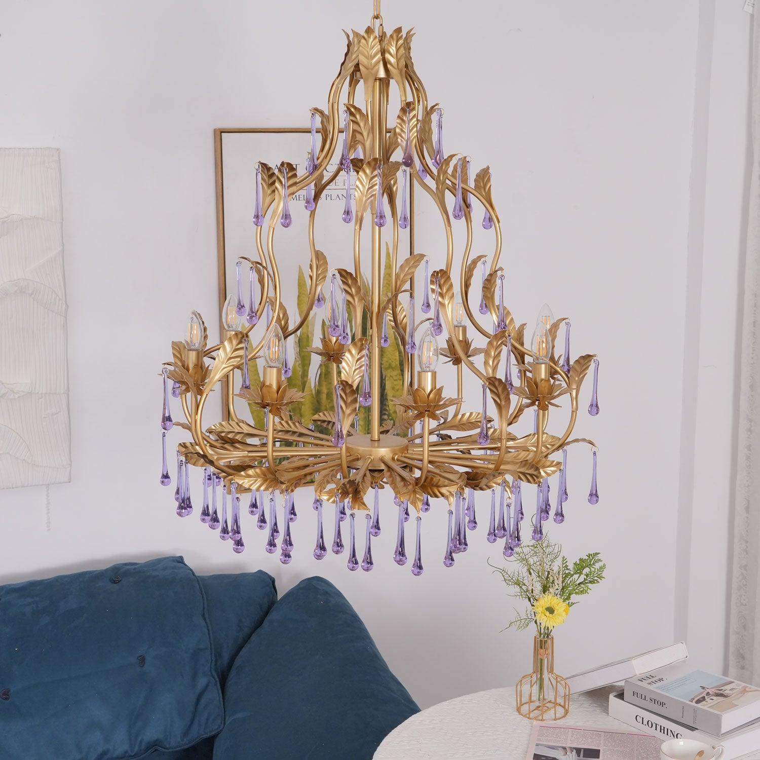 Runa Pendant Lamp Drops Gold Leaves-Neutral Decor
