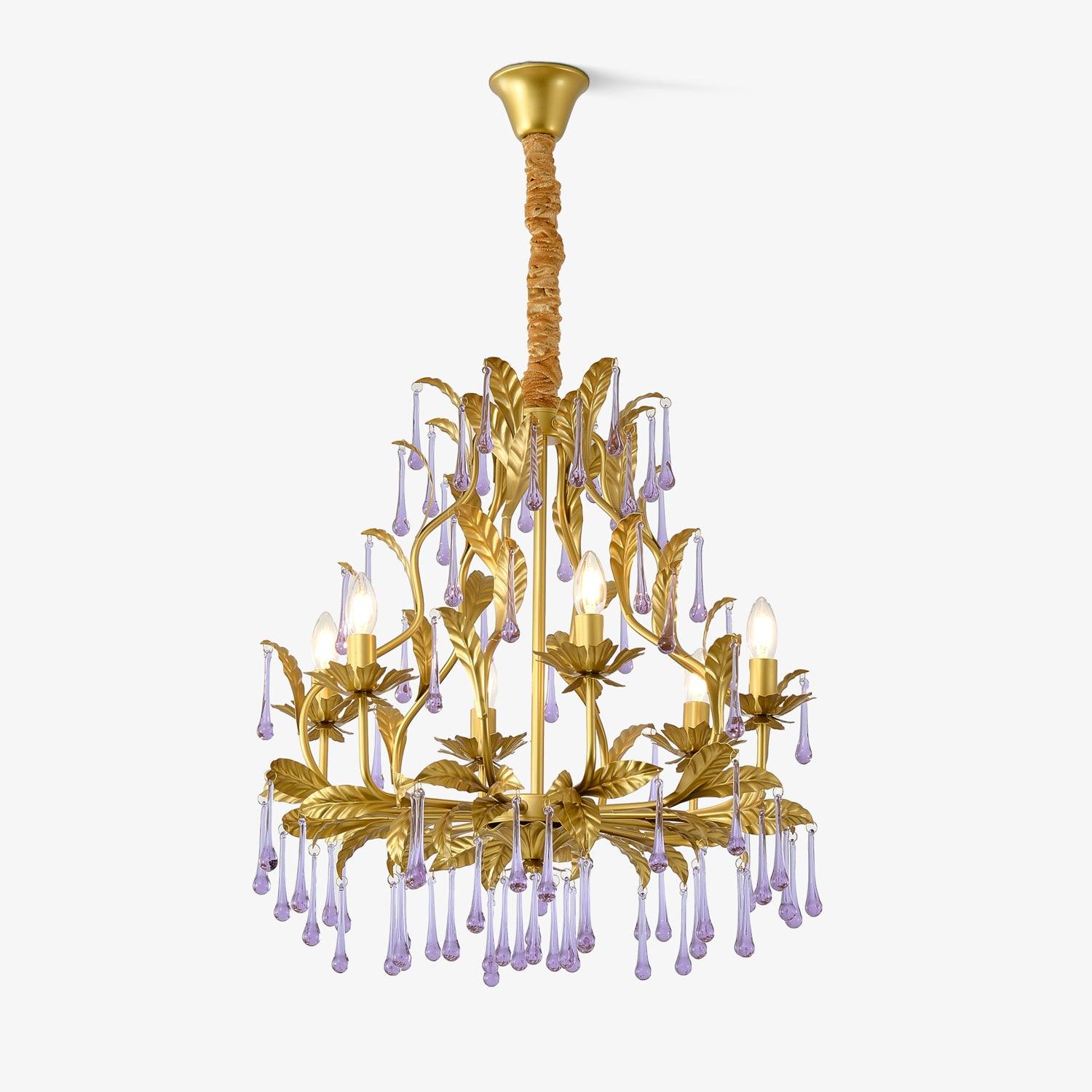 Runa Pendant Lamp Drops Gold Leaves-Neutral Decor