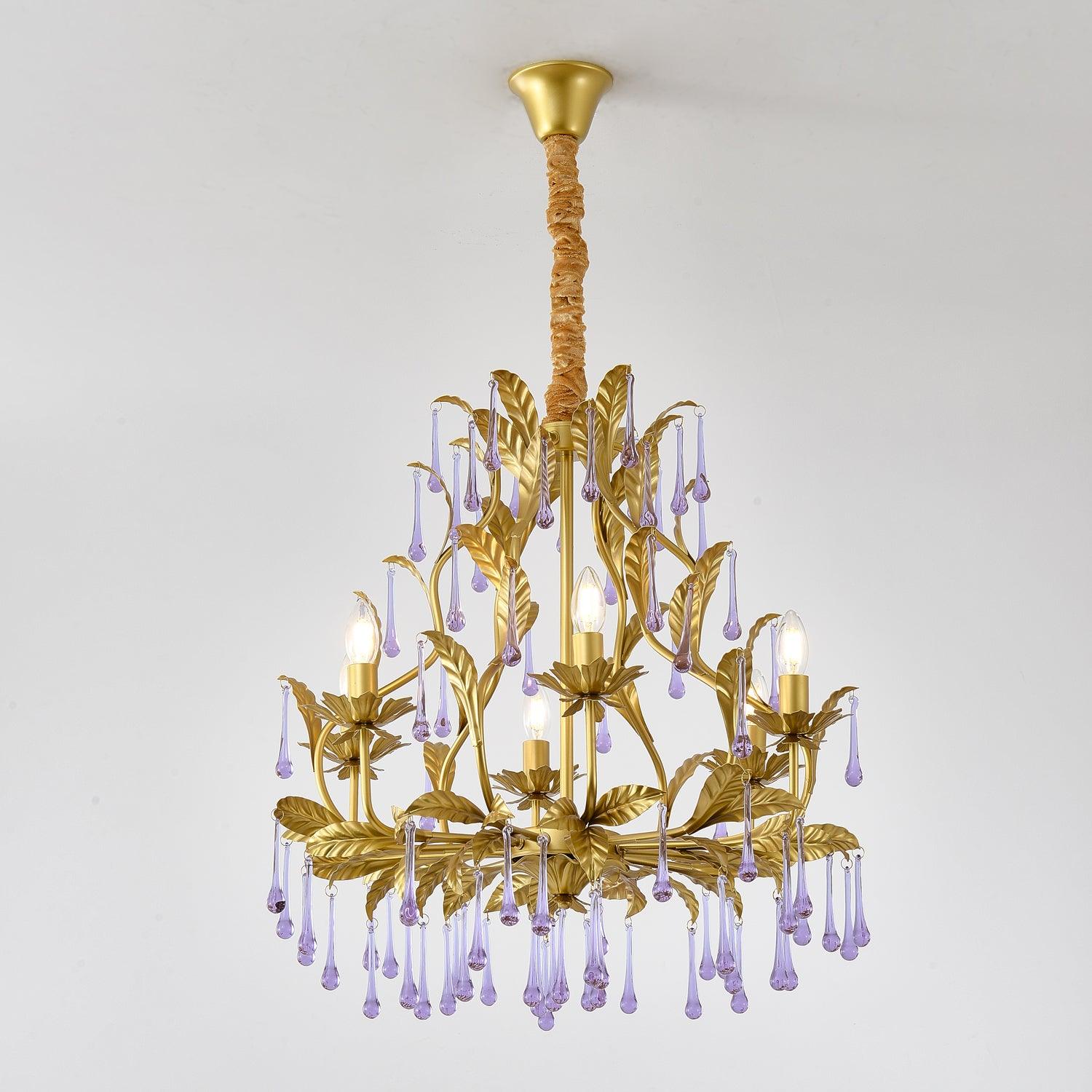 Runa Pendant Lamp Drops Gold Leaves-Neutral Decor