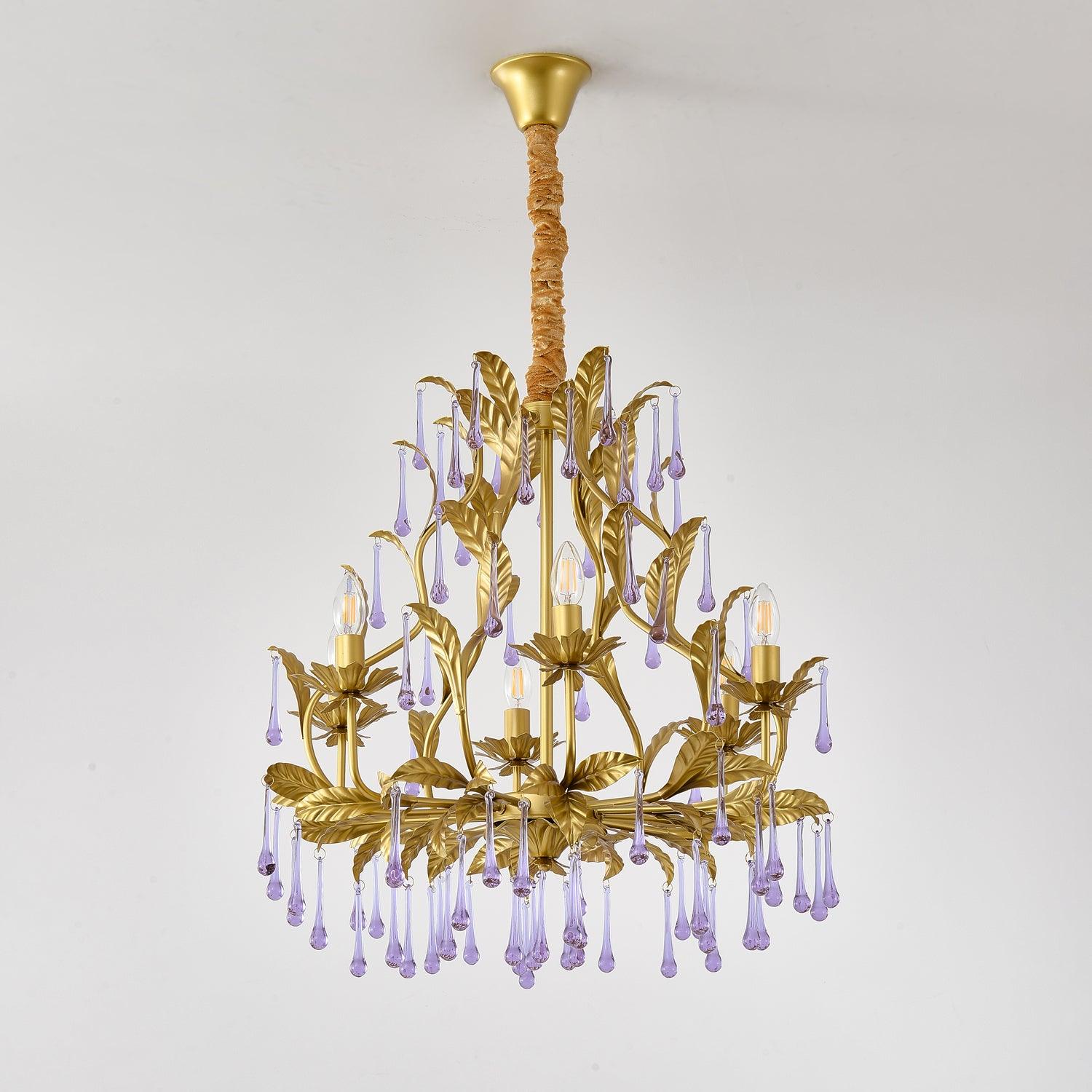 Runa Pendant Lamp Drops Gold Leaves-Neutral Decor