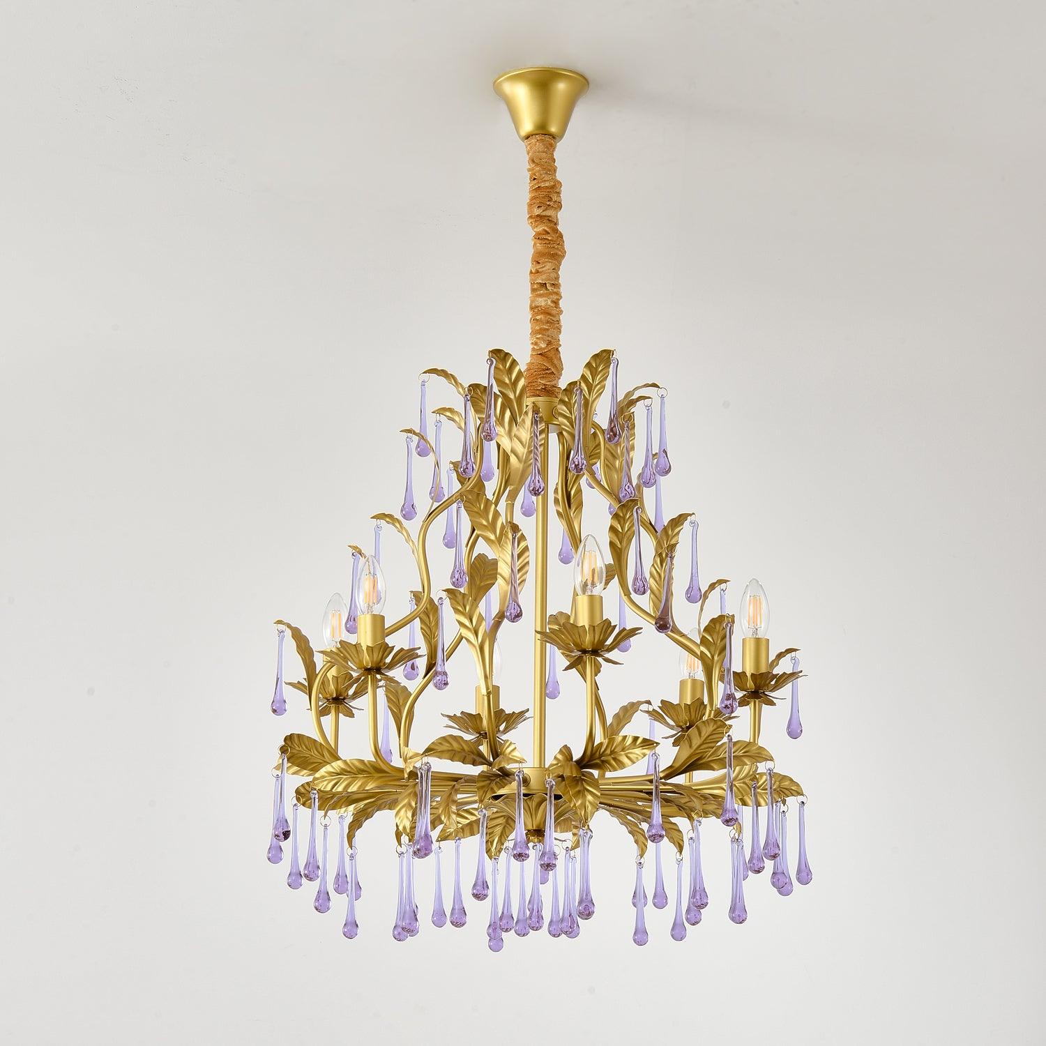 Runa Pendant Lamp Drops Gold Leaves-Neutral Decor