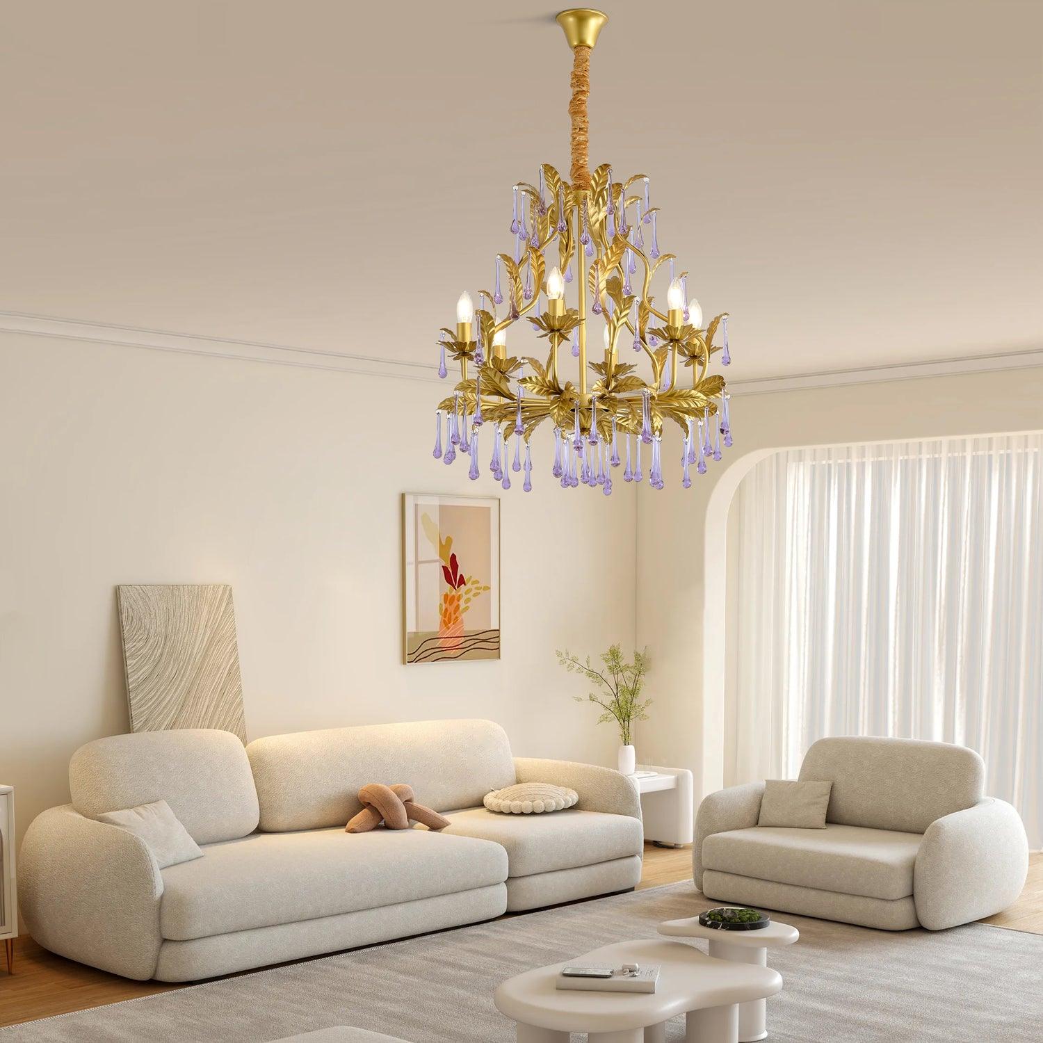Runa Pendant Lamp Drops Gold Leaves-Neutral Decor