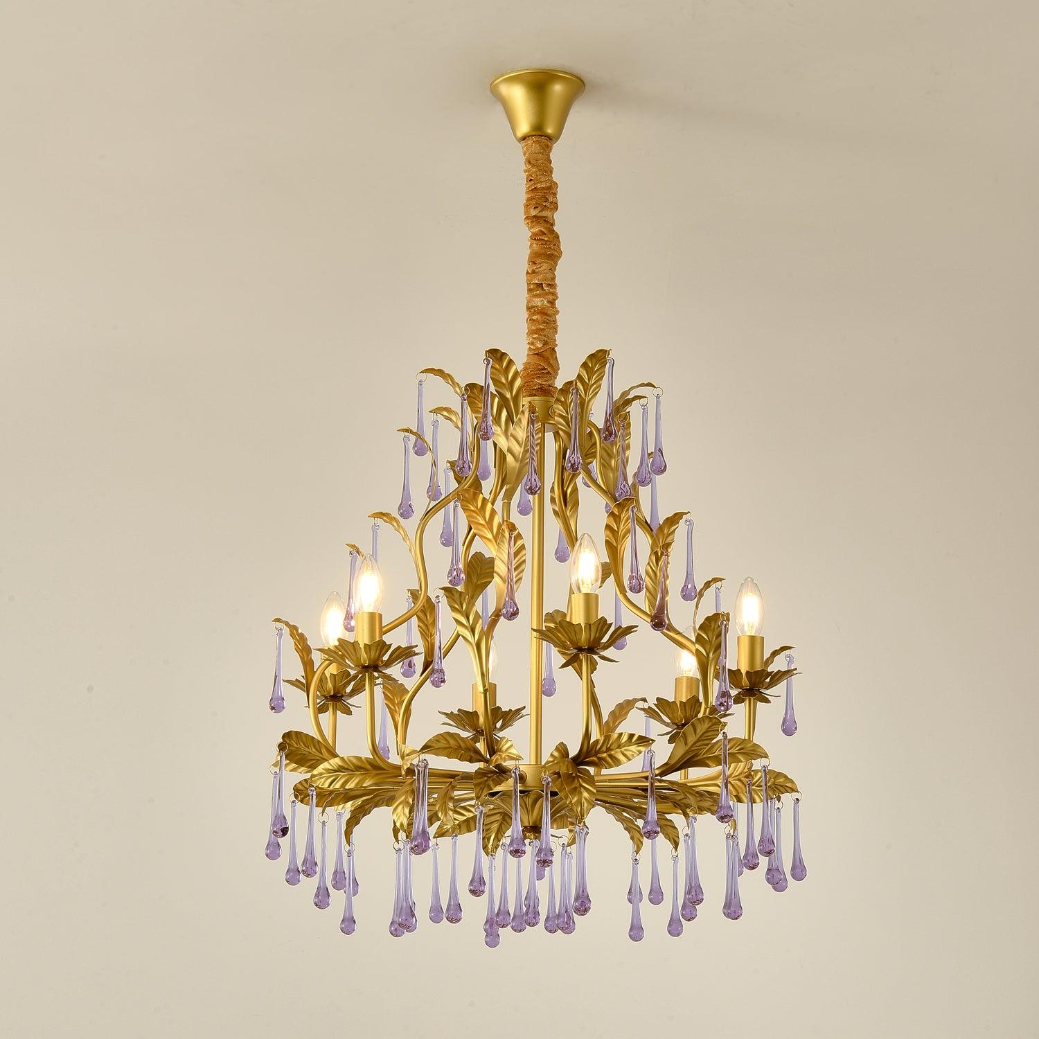 Runa Pendant Lamp Drops Gold Leaves-Neutral Decor