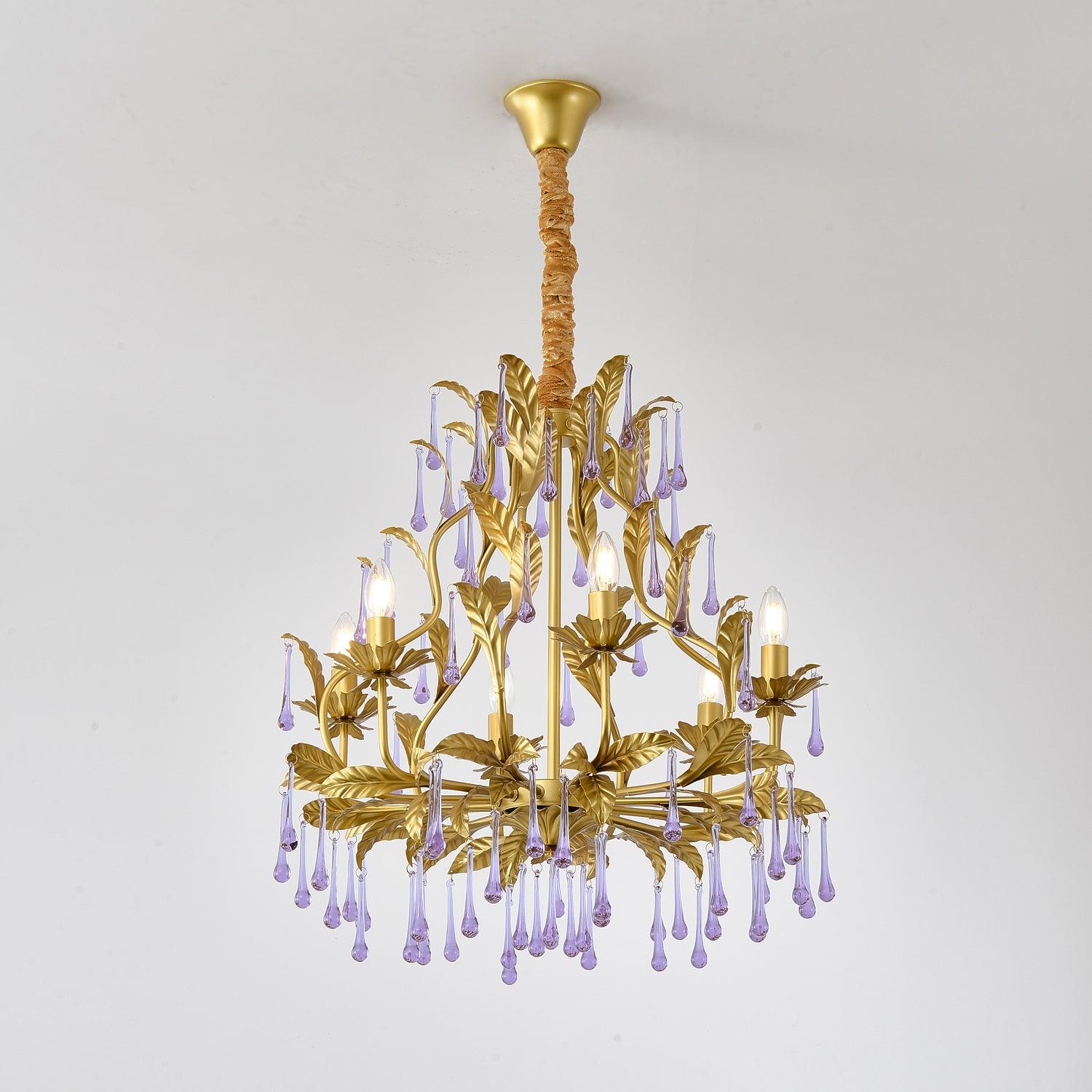 Runa Pendant Lamp Drops Gold Leaves-Neutral Decor