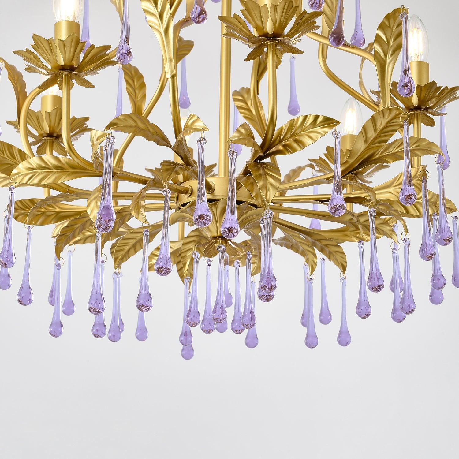 Runa Pendant Lamp Drops Gold Leaves-Neutral Decor