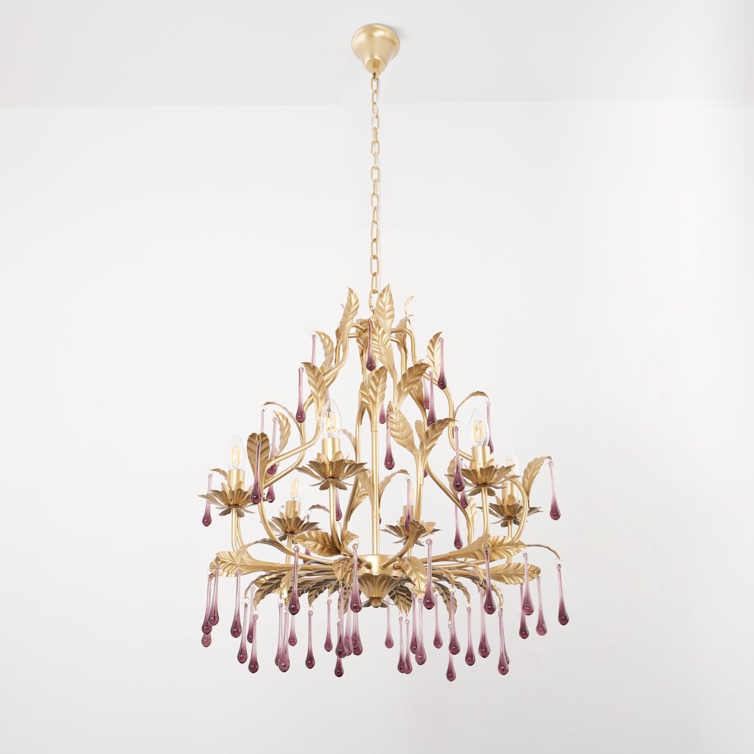 Runa Pendant Lamp Drops Gold Leaves-Neutral Decor