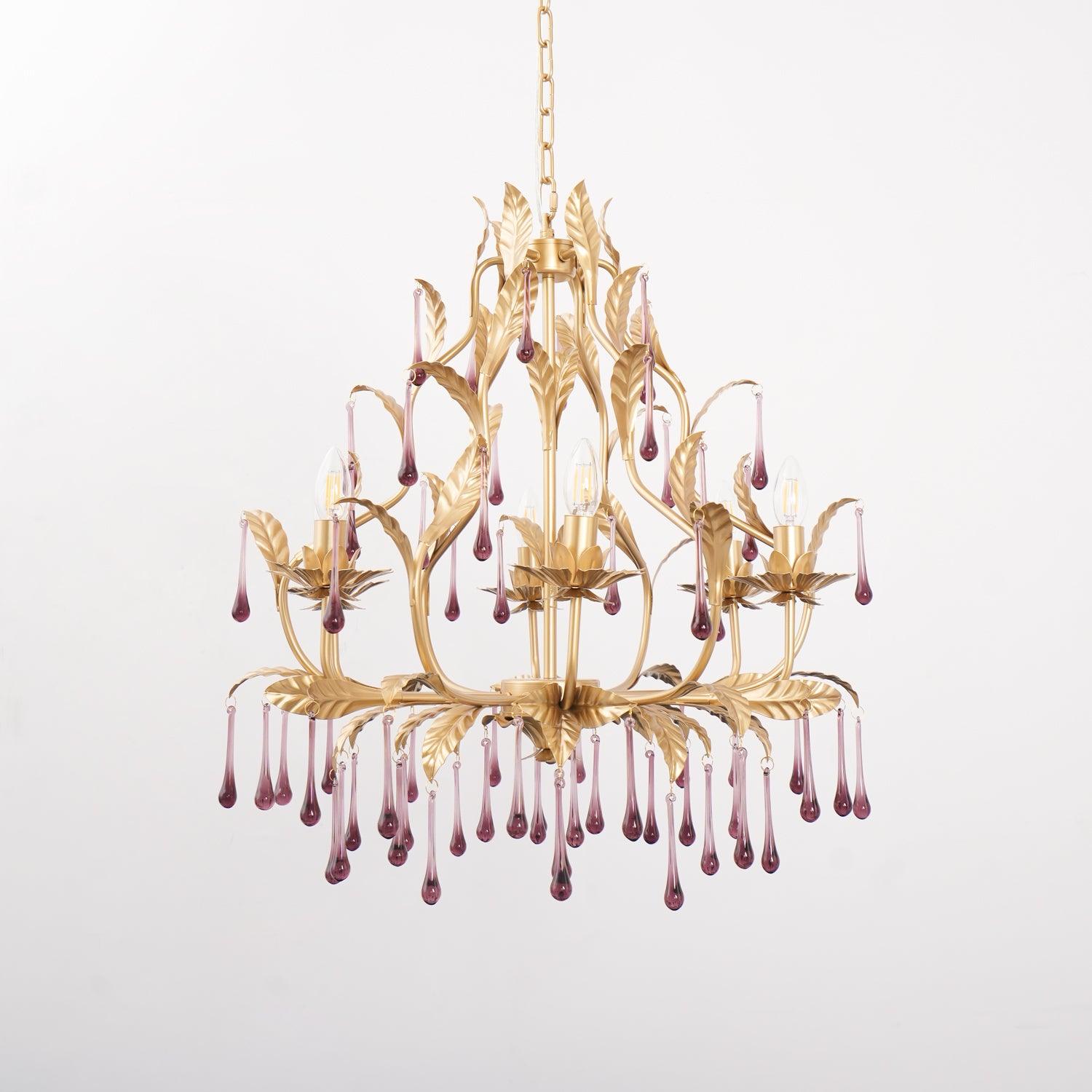 Runa Pendant Lamp Drops Gold Leaves-Neutral Decor