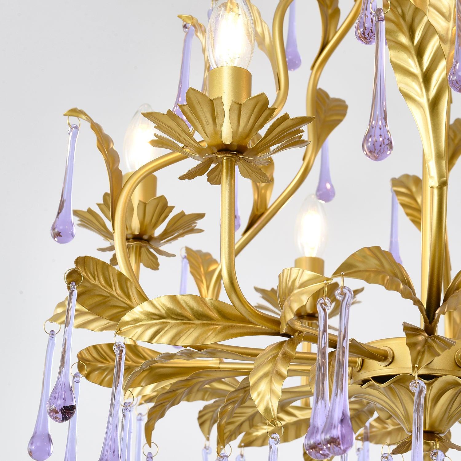 Runa Pendant Lamp Drops Gold Leaves-Neutral Decor