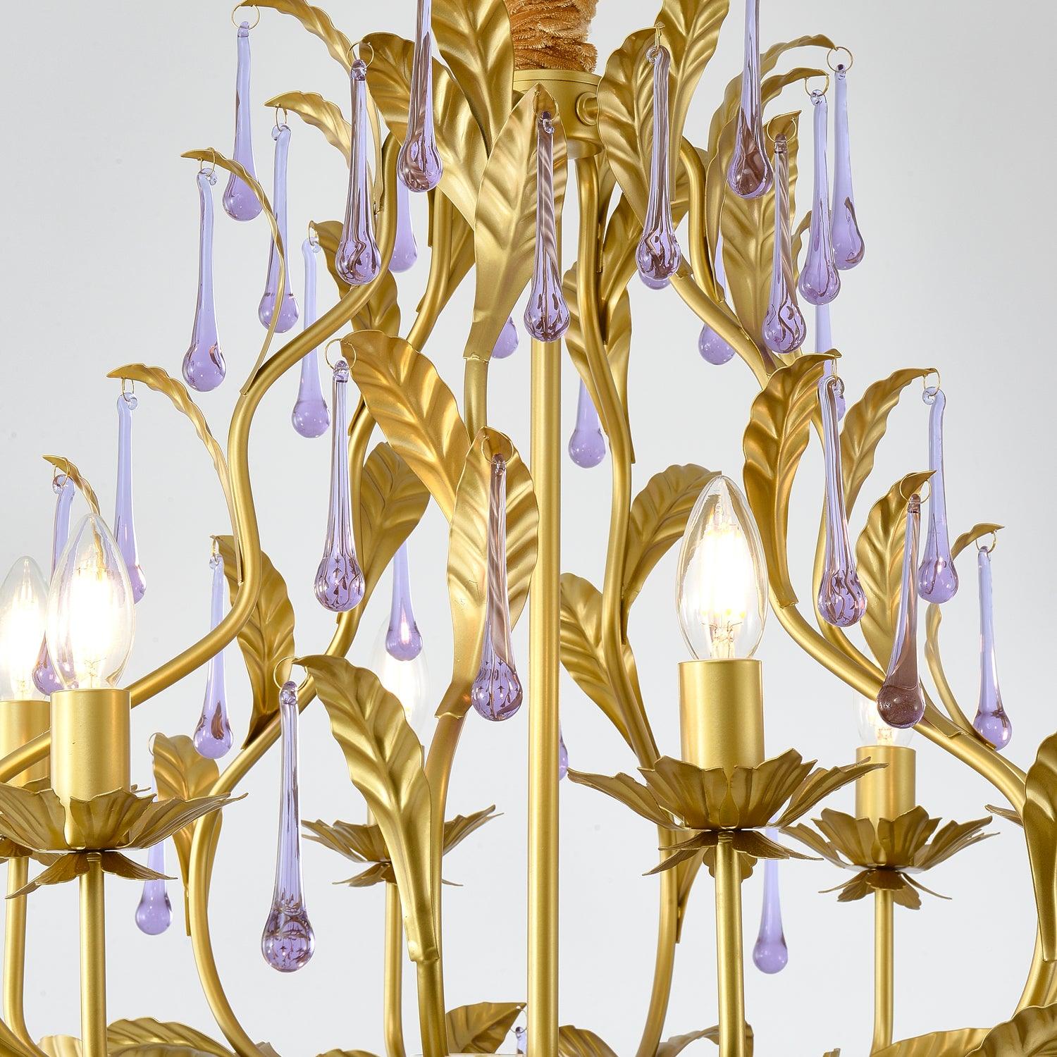 Runa Pendant Lamp Drops Gold Leaves-Neutral Decor