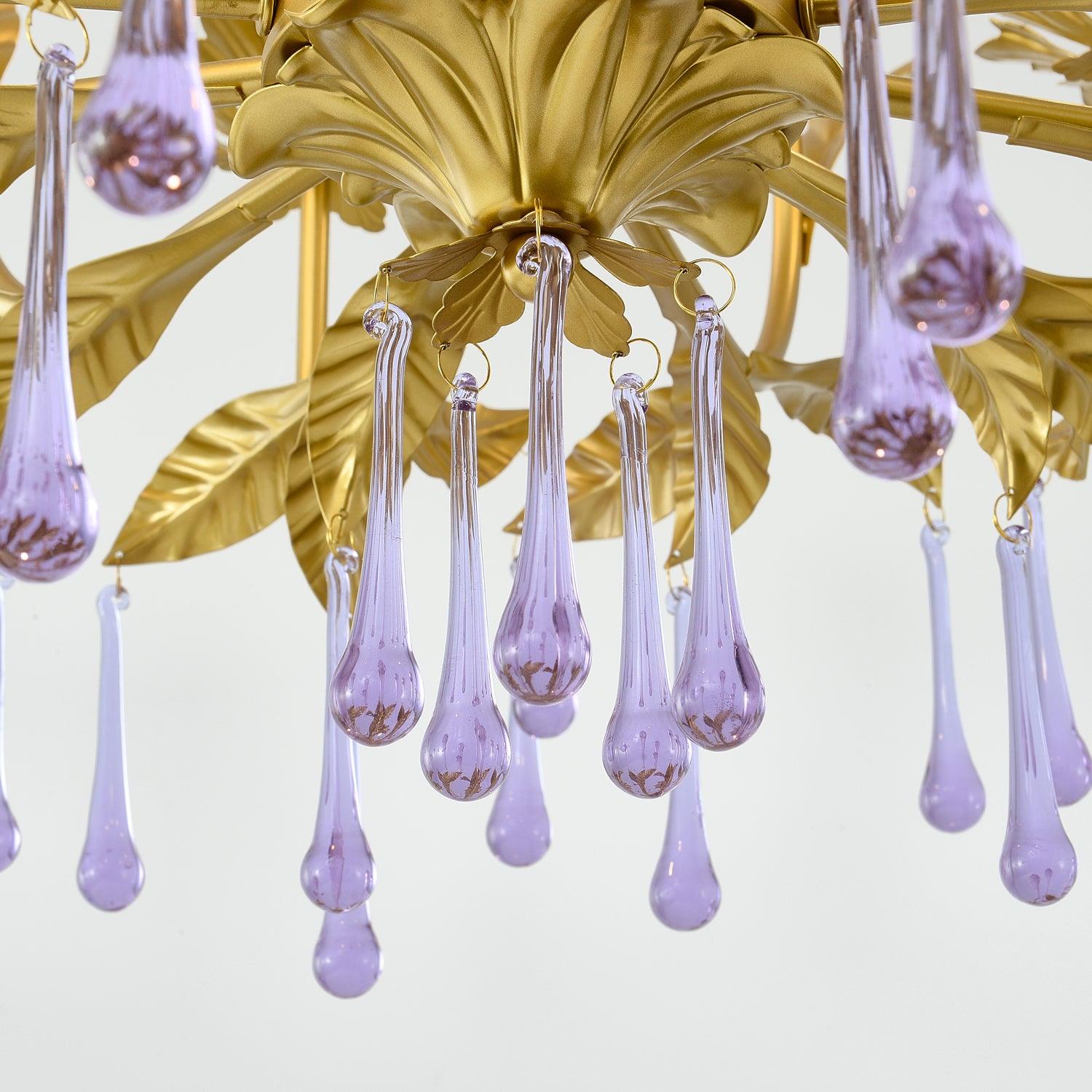 Runa Pendant Lamp Drops Gold Leaves-Neutral Decor