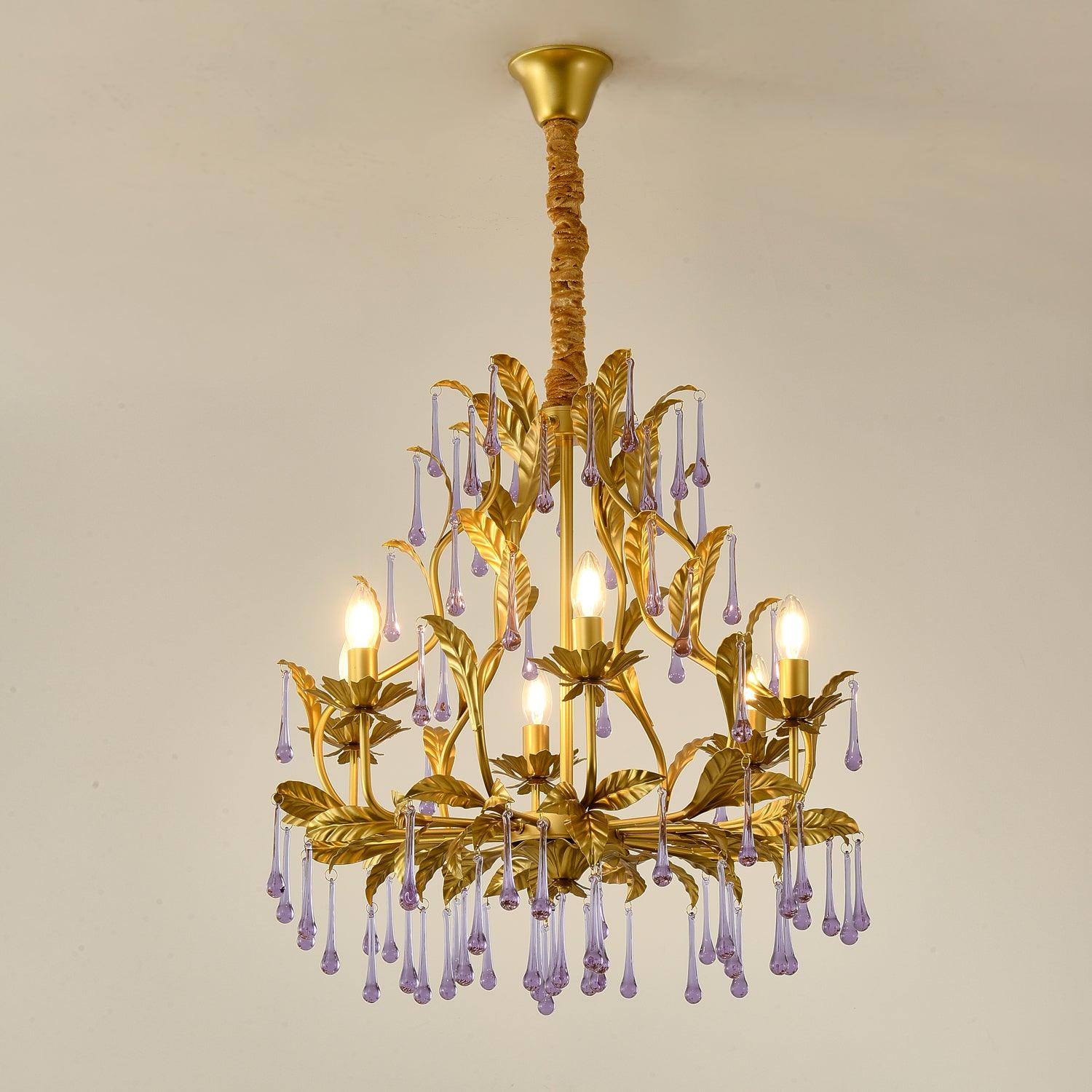 Runa Pendant Lamp Drops Gold Leaves-Neutral Decor