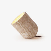 Deloz Tapered Block Travertine Table Lamp-Neutral Decor