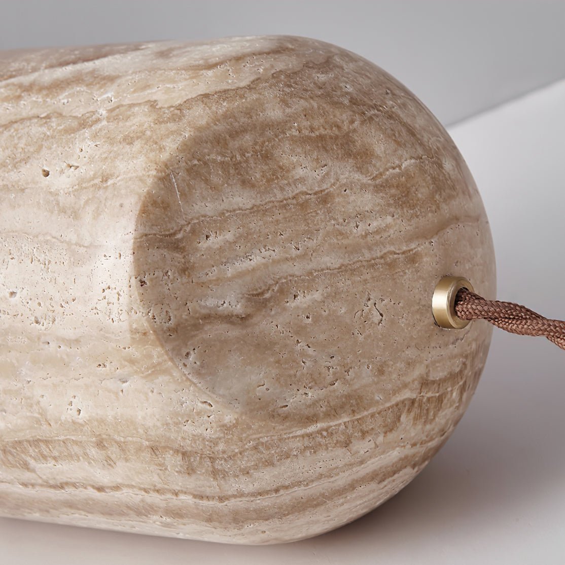 Deloz Tapered Block Travertine Table Lamp-Neutral Decor