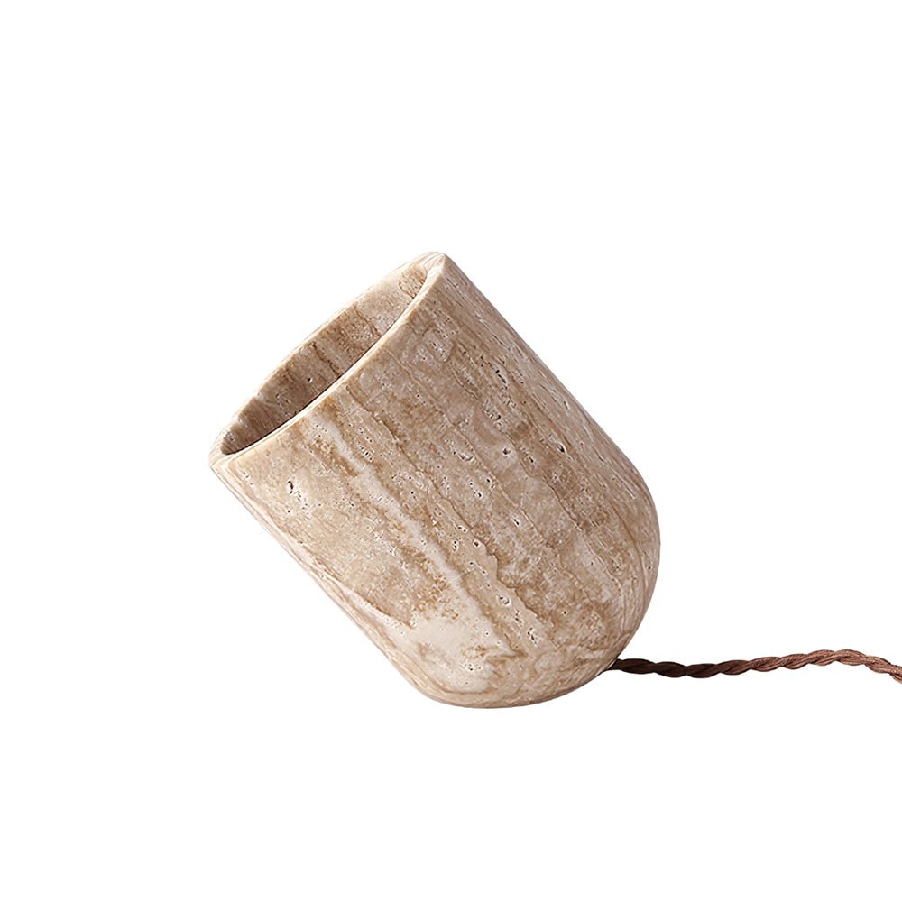 Deloz Tapered Block Travertine Table Lamp-Neutral Decor