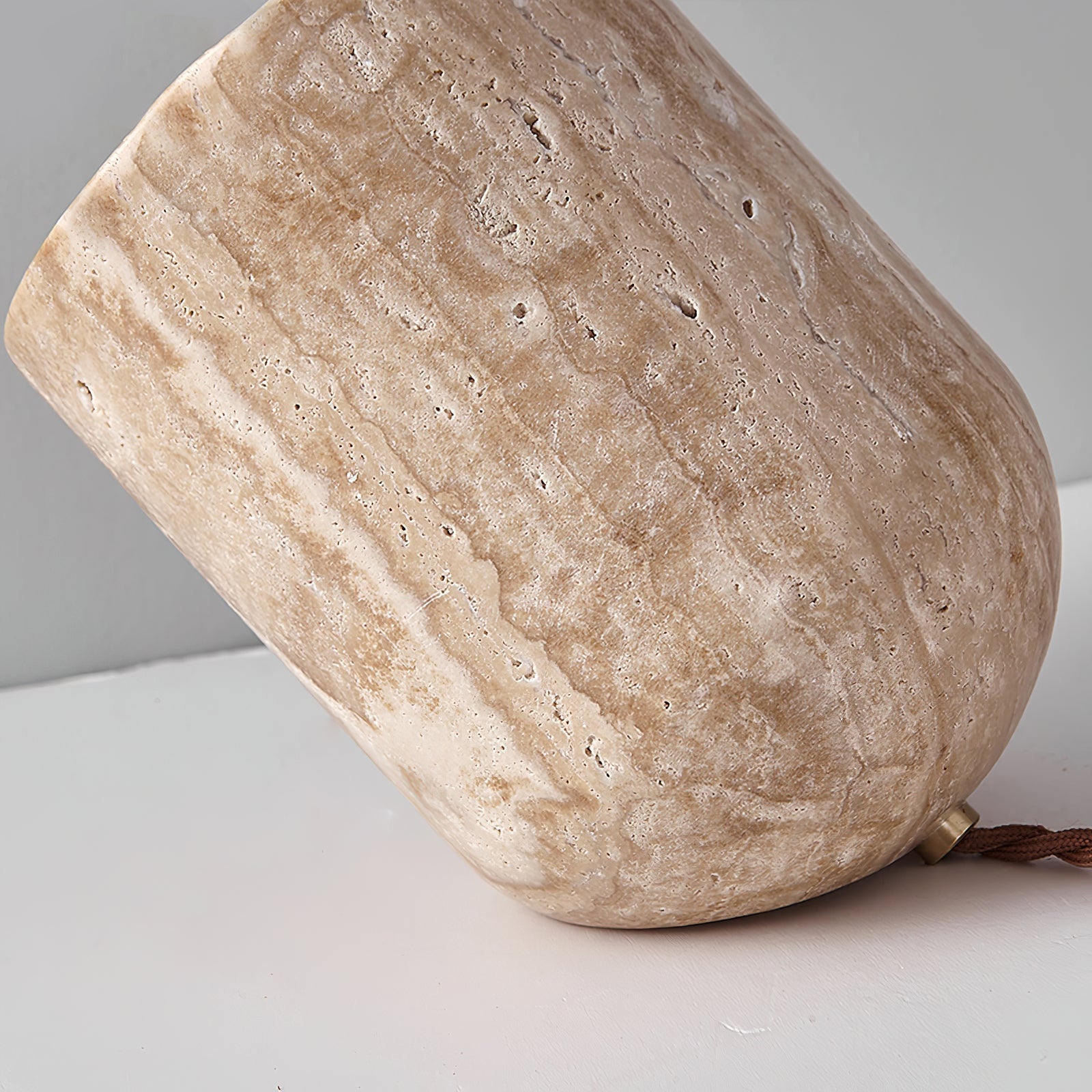 Deloz Tapered Block Travertine Table Lamp-Neutral Decor