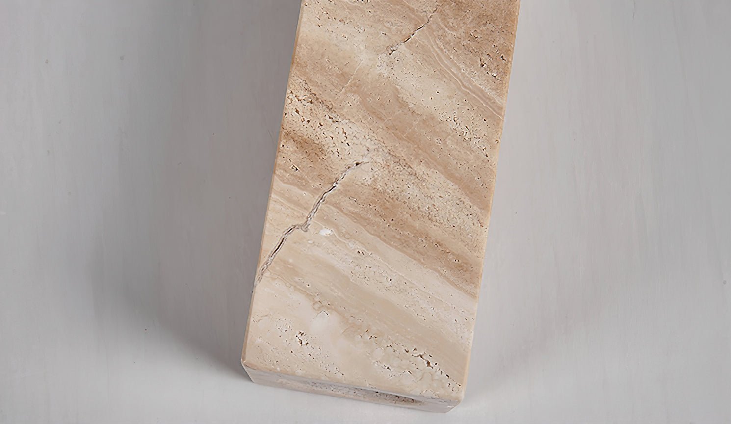 Deloz Tapered Block Travertine Table Lamp-Neutral Decor