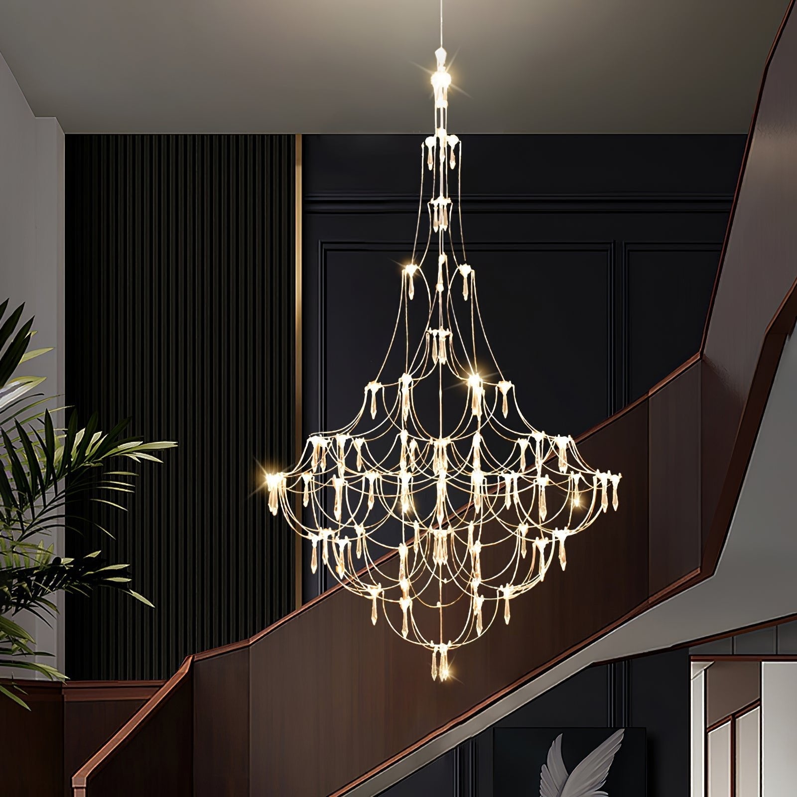 Wesrin Chandelier Stainless Steel Wire Firefly-Neutral Decor