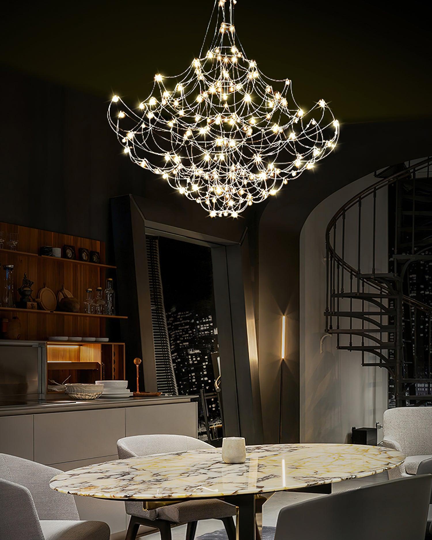Wesrin Chandelier Stainless Steel Wire Firefly-Neutral Decor