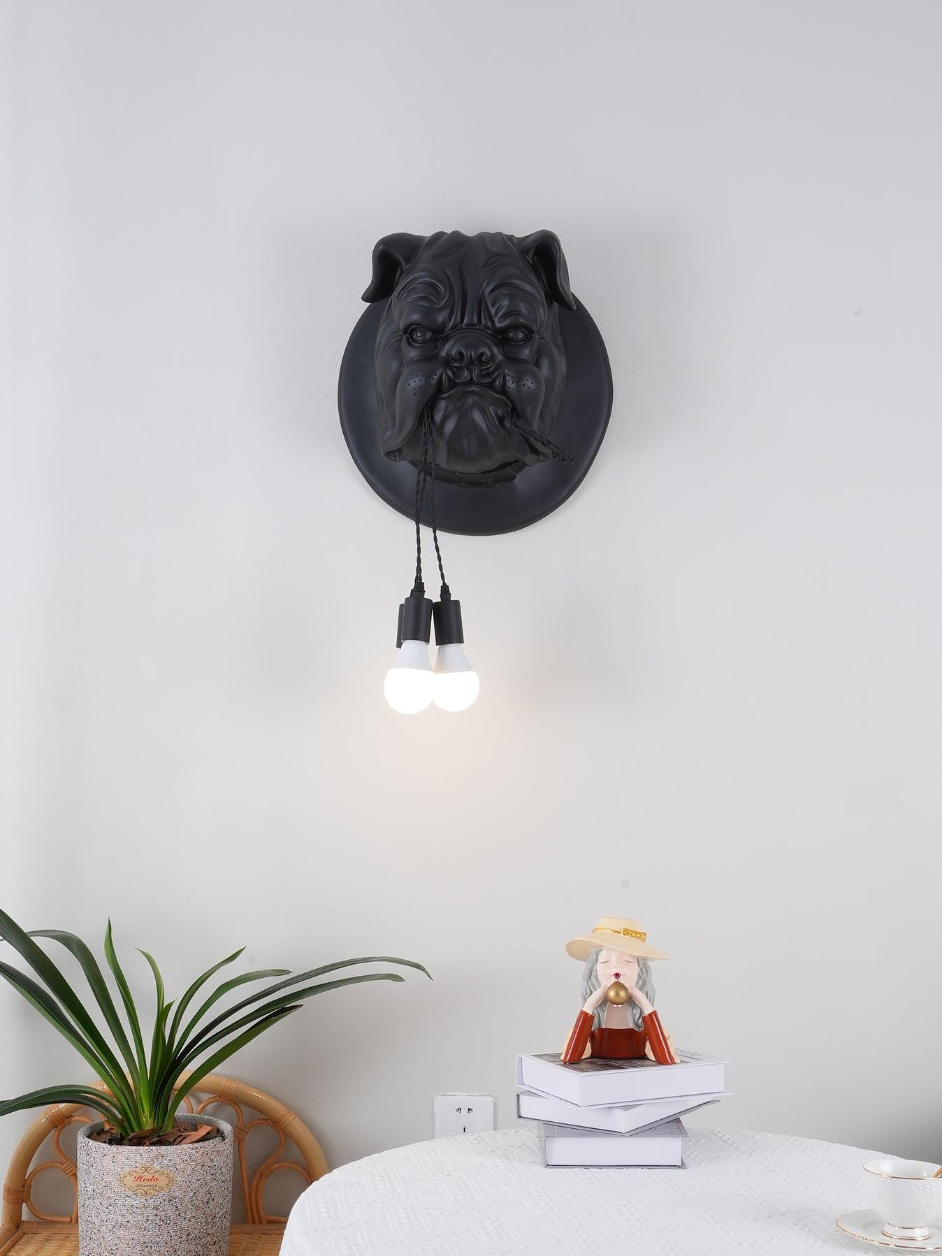 Umeri Wall Lamp Bulldog Sculpture Whimsical-Neutral Decor