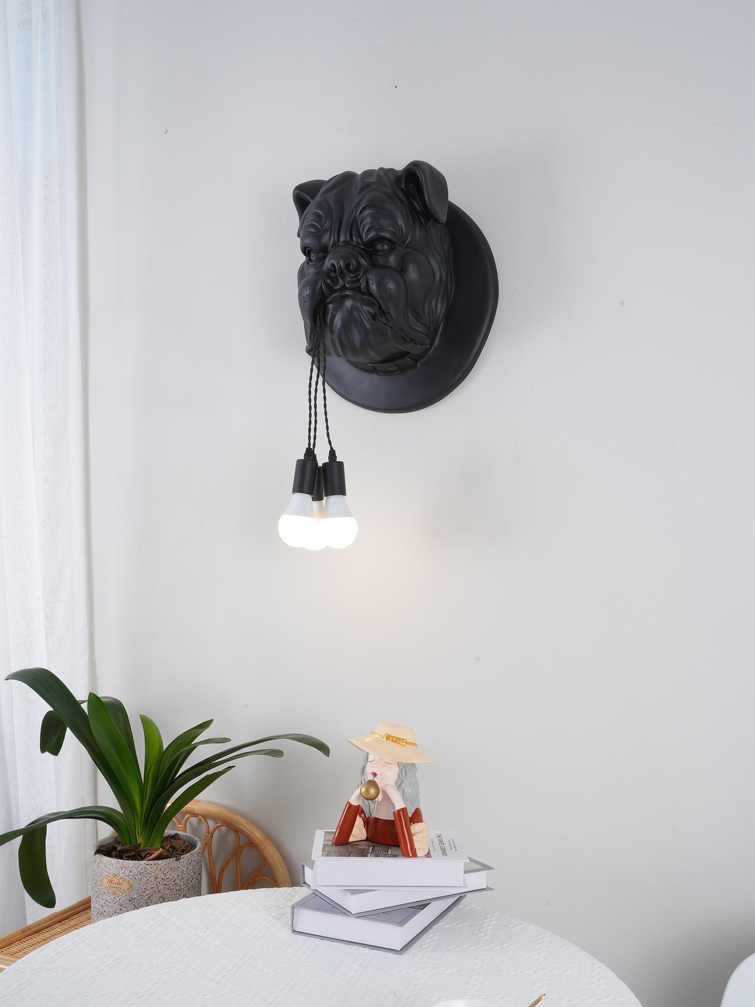 Umeri Wall Lamp Bulldog Sculpture Whimsical-Neutral Decor