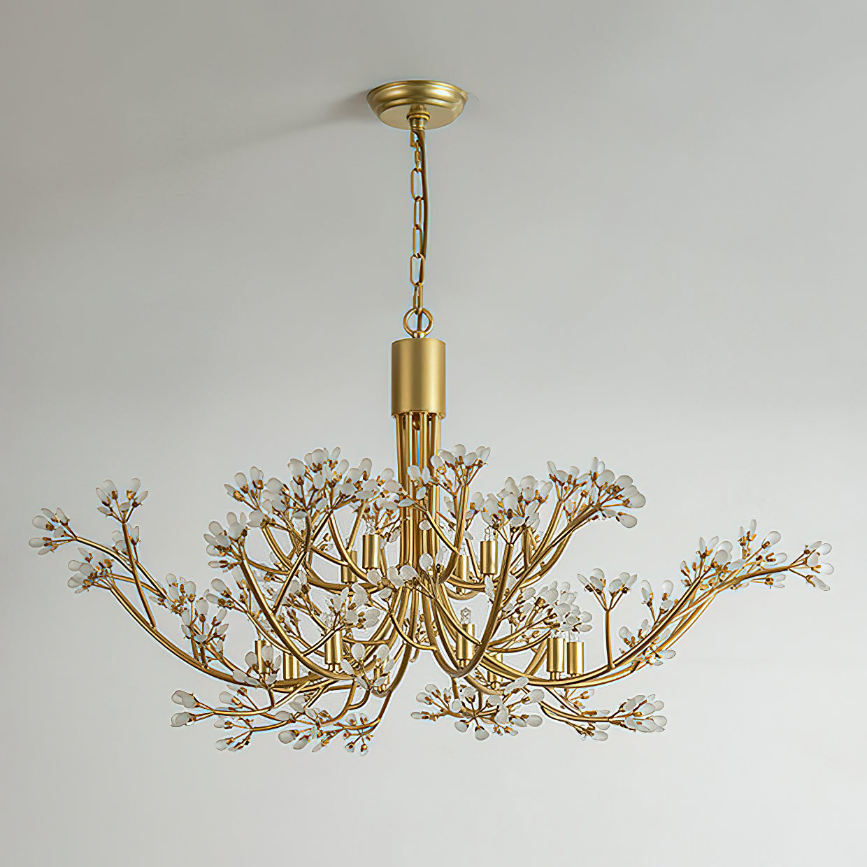 Close-up of the precision-cut crystal buds on the Anais Chandelier.