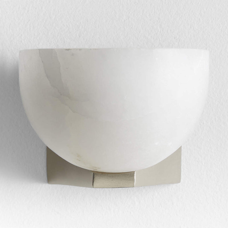 Front view of the Ando Brass Alabaster Sconce.