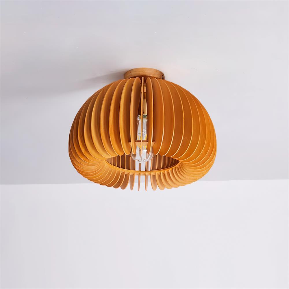 Ceiling Light Pumpkin with Basswood Canopy and Shade Natural