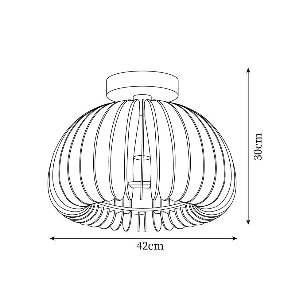 Ceiling Light Pumpkin with Basswood Canopy and Shade Natural