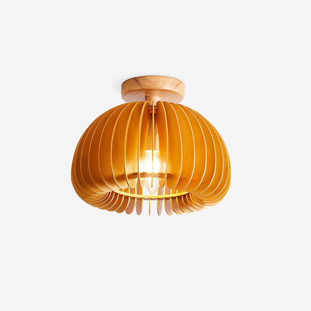Ceiling Light Pumpkin with Basswood Canopy and Shade Natural