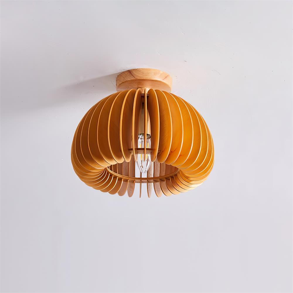 Ceiling Light Pumpkin with Basswood Canopy and Shade Natural