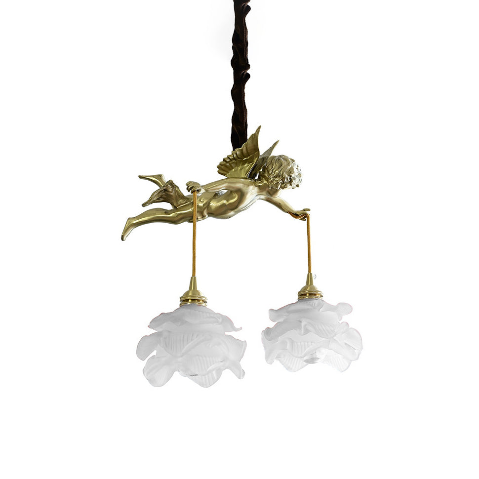 The lamp casting a warm, diffused glow on a nearby wall.