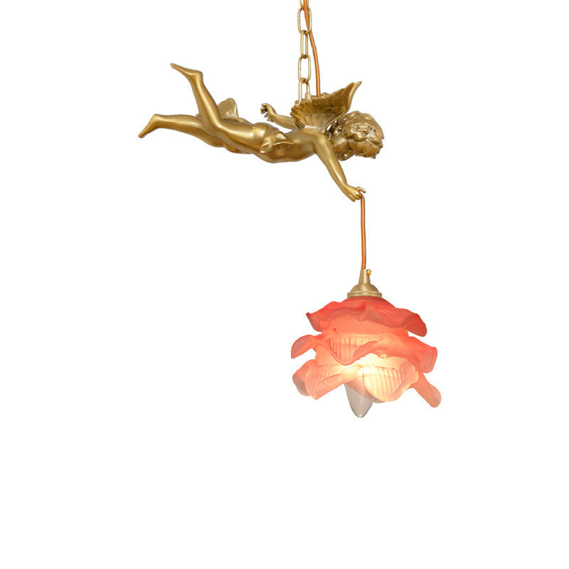 Angled view showcasing the three-dimensional form of the cherub and shades.