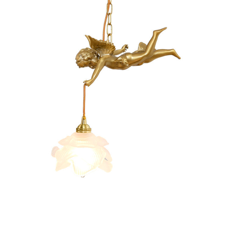 The lamp used as accent lighting in a bedroom.