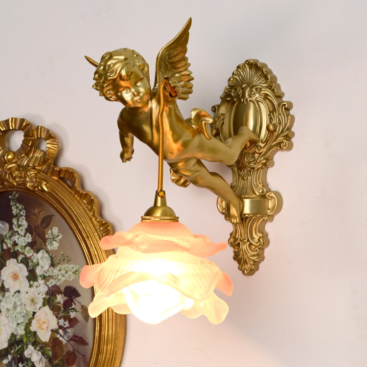 Front view of the Baroque-style Angel Wall Lamp.