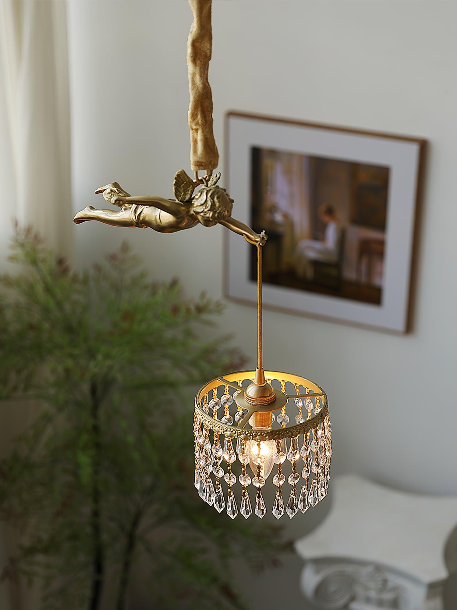 Calytra Brass & Crystal Artistic Pendant Light-Neutral Decor