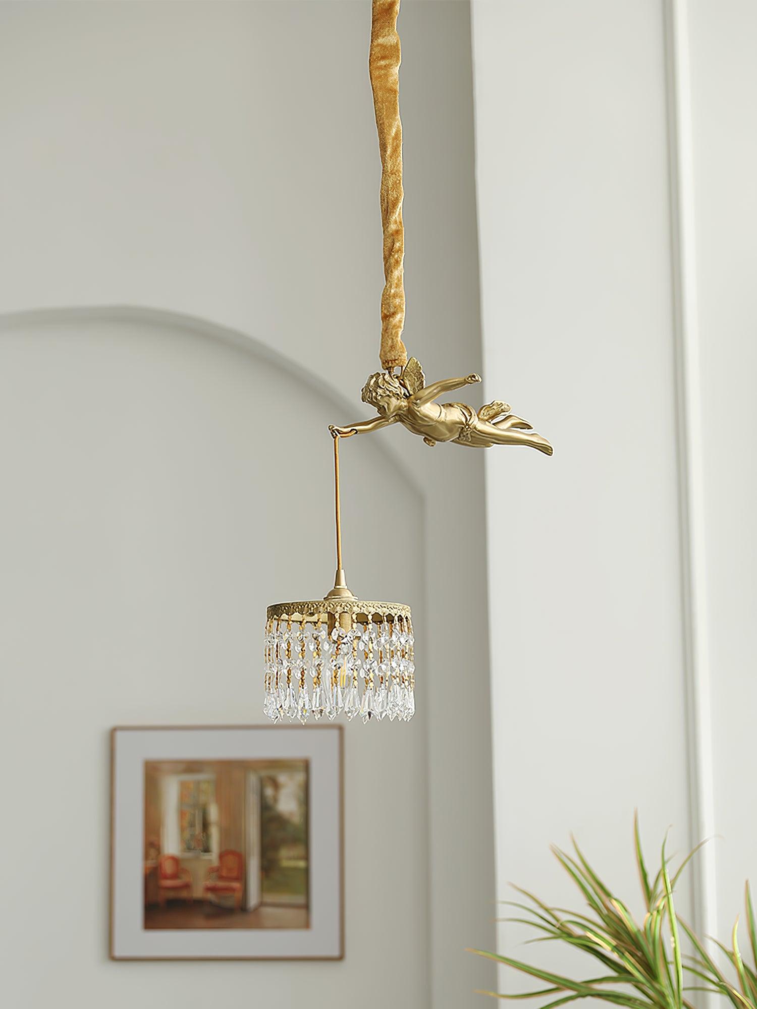 Calytra Brass & Crystal Artistic Pendant Light-Neutral Decor