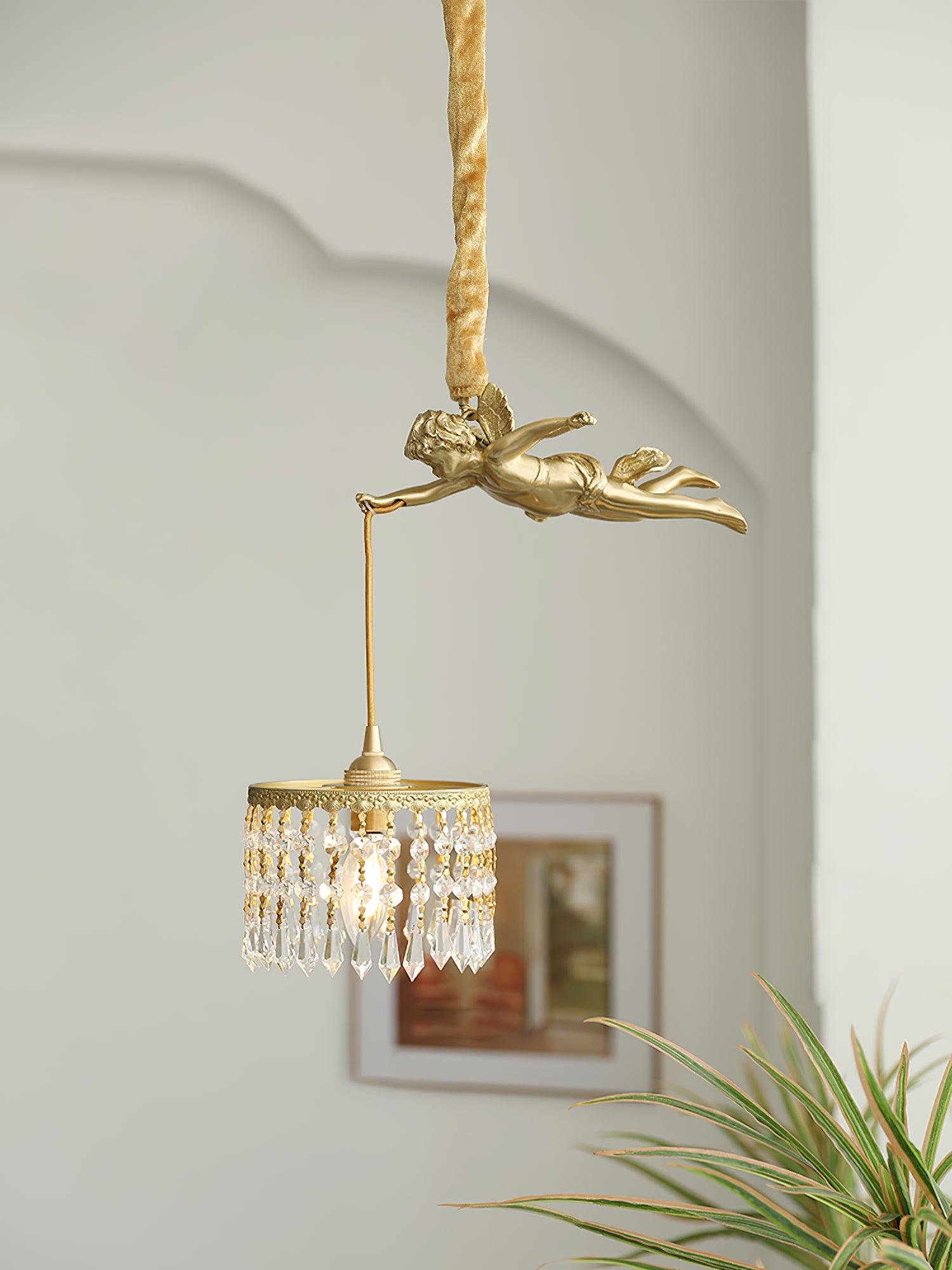 Calytra Brass & Crystal Artistic Pendant Light-Neutral Decor