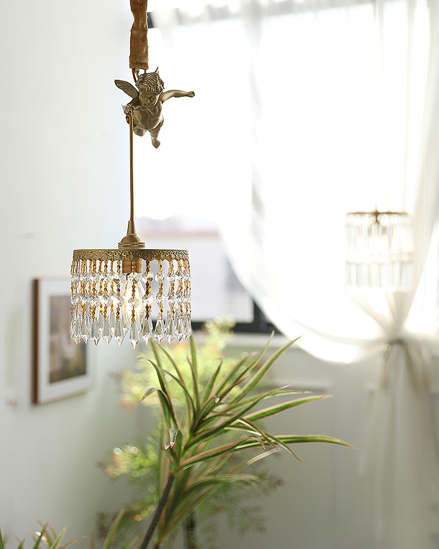 Calytra Brass & Crystal Artistic Pendant Light-Neutral Decor